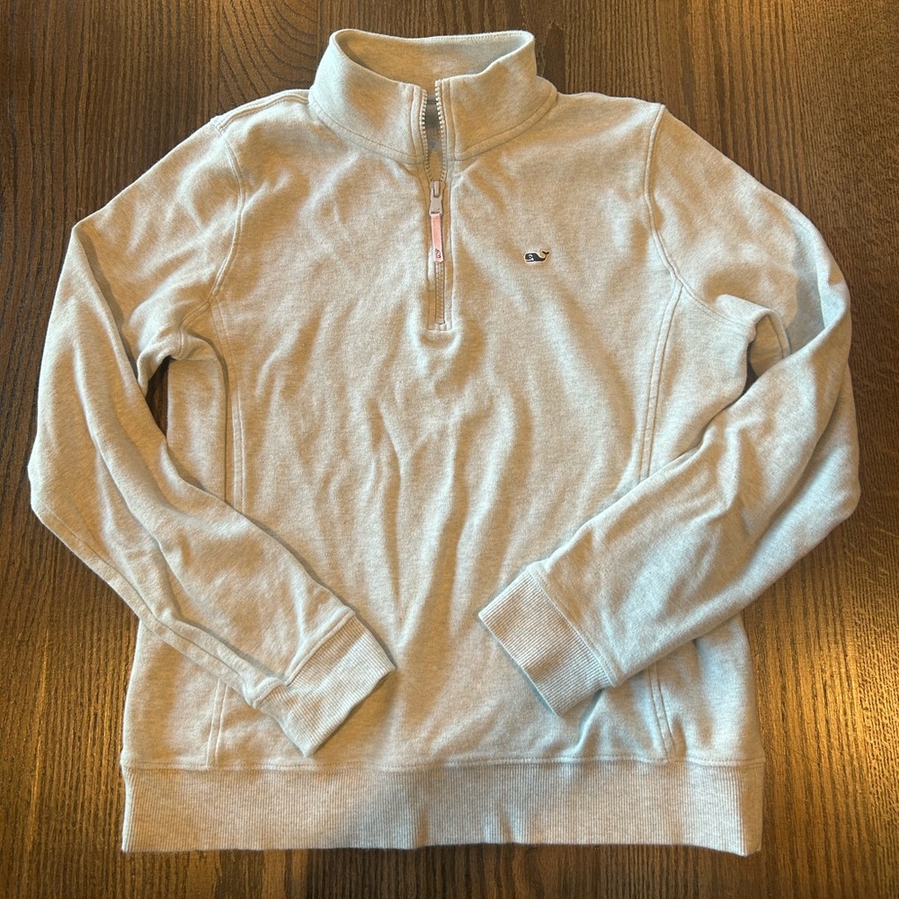 Vineyard Vines Light Gray Quarter-Zip Sweater
